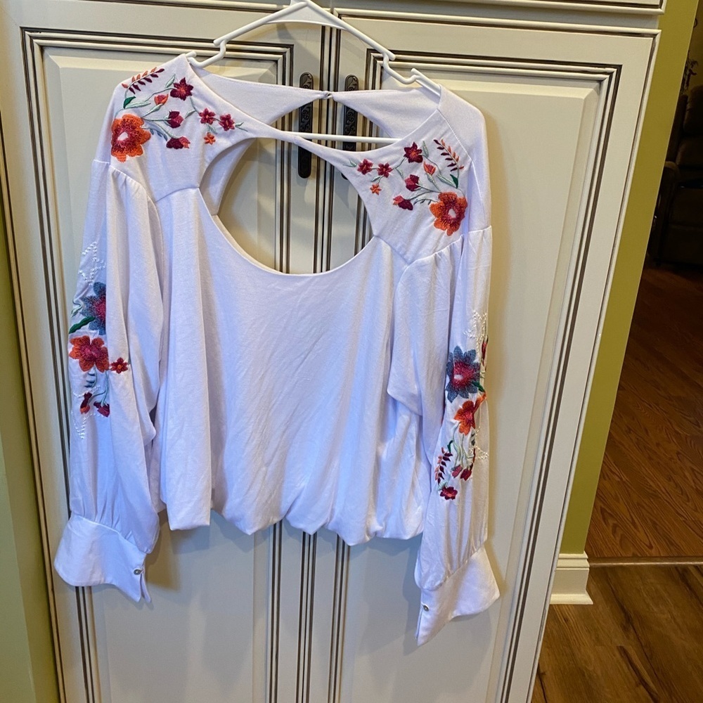 Skyler blouse cotton peasant top m - Picture 1 of 4